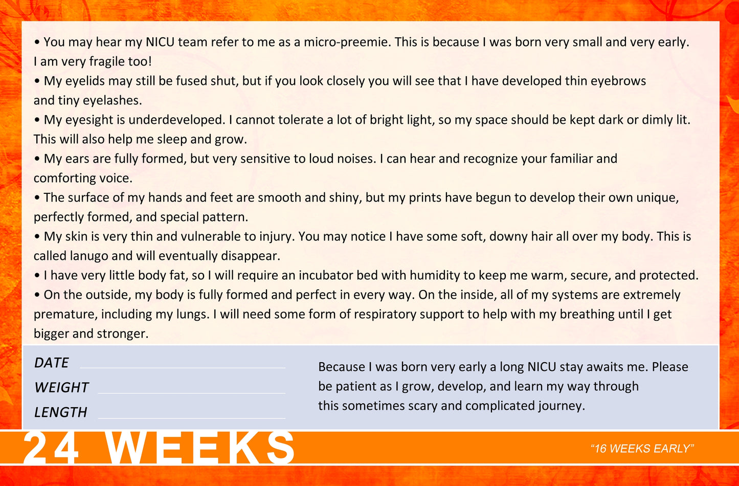 Preemie Developmental Booklet - Week-by-Week Guide for Parents